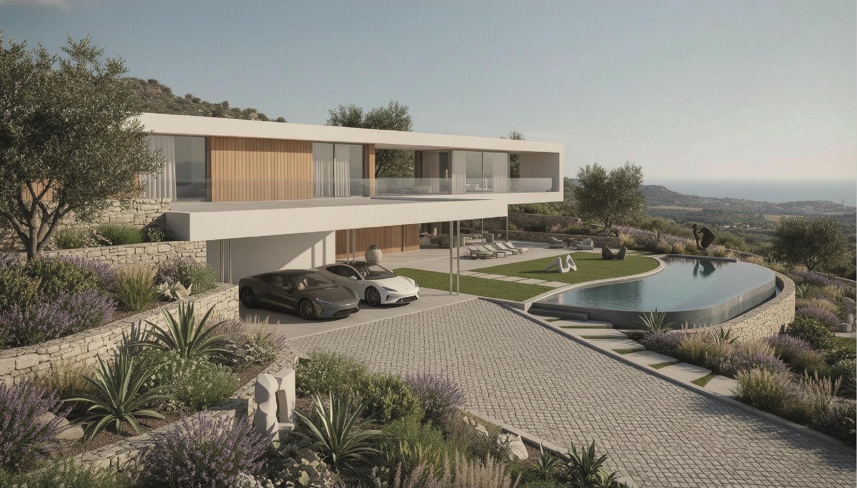 Hillside villa & pool